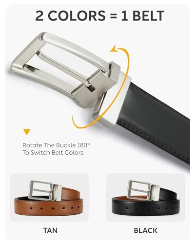 Image of CHAOREN Reversible Belt Men 1 Piece - 1.25 inch Leather Dress Belt
