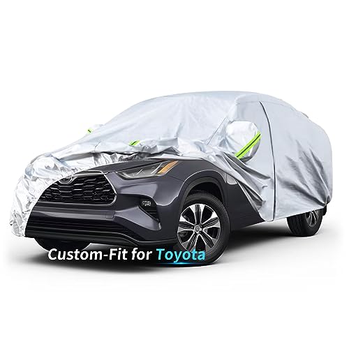 Image of Custom-Fit for Toyota Car Cover, 7 Layers Car Cover Waterproof All Weather for Automobiles, Outdoor Full Cover Rain Sun UV Protection with Zipper (for Toyota WILDLANDER)