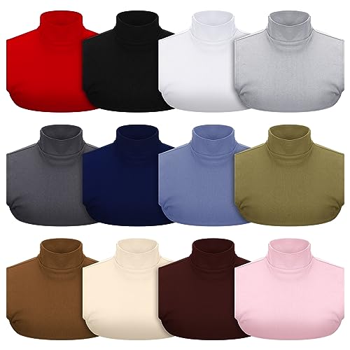 SATINIOR 12 Pieces Fake Turtleneck Dickey Collars Women Half Top Mock Collar Neck Wear in Sweater Hoodie High Neck Mock Collar(Multi Color)