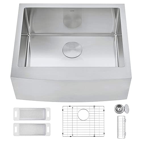 ZUHNE Stainless Steel Farmhouse Kitchen Sink (24-Inch Apron Front, 16-Gauge Small Bowl)
