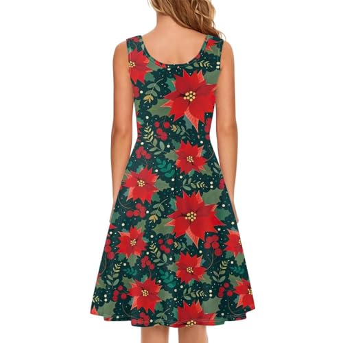Image of TOADDITDO Women's Sleeveless O Neck Beach A-Line Party Coctail Tank Dresses Flared Sundress