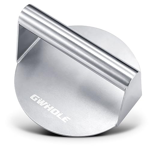GWHOLE Presse Steak Haché Rond, Presse Hamburger, Smash Burger Antiadhésive en Acier Inoxydable 304 Presse Burger Hamburger Appareil Presse a Steak Haché pour Steak,...