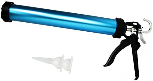 Caulking Gun Manaual Drive with Aluminum Barrel Applicable 20-Ounce Sausage Pack 10.3-Ounce Cartridge (Blue)