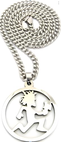Jugallo Hatchetman Necklace Stainless Steel Hatchetman Pendant Charm High Polished Choose Chain Insane Clown icp necklace hatchetman juggalo jewelry for Women and Men,clown pose merch (Hatcheman 1)2