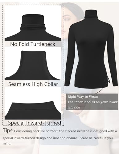 Ekouaer Womens Turtleneck Long Sleeve Shirts Basic Thermal Underwear Tops - image 6