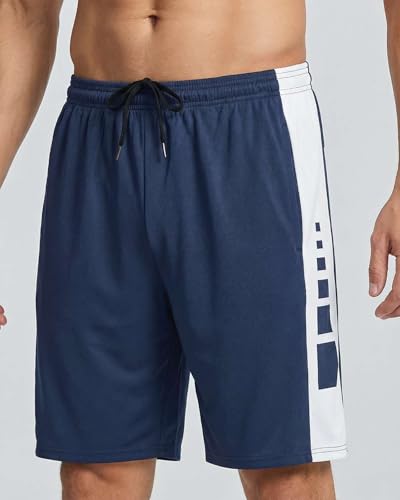Image of Real Essentials Men's 5 Pack: 9 inch Dry-Fit Shorts - Athletic Gym, Workout, Basketball, Running, Casual Lounge Active Pockets
