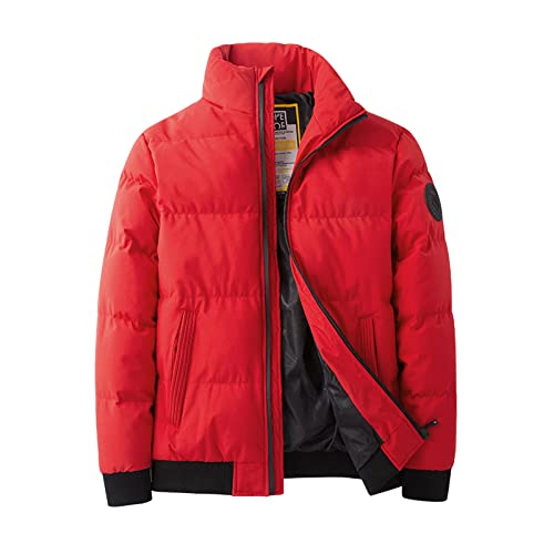 Abrigo casual para hombre Chaqueta con cremallera Cuello alto Abrigo de manga larga Abrigo cálido Abrigo de invierno de moda Abrigo de hombre (rojo, XXXXL), rojo, 4XL