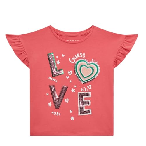 GUESS Girls' Eco Short Sleeve T-Shirt with Frills