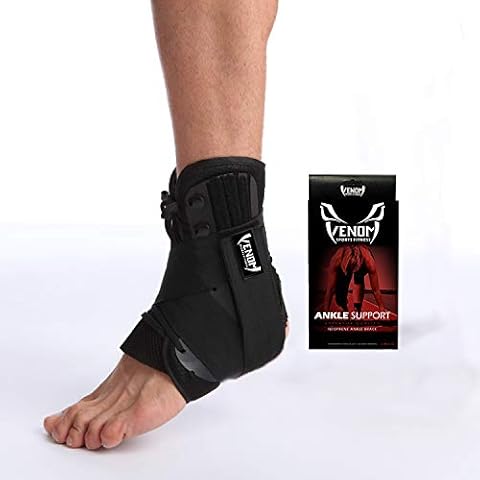 Venom Ankle Brace Neoprene Lace Up Compression Sleeve - Elastic Support & Adjustable Stabilizers, Sprained Foot, Tendonitis, Basketball, Volleyball, Soccer, MMA, Running, Sports, Men, Women (XL) Cover