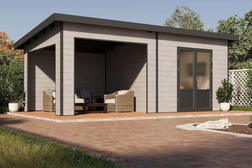 Finnhaus Wolff WPC Gerätehaus Tona 6030 28 Hellgrau Gerätehaus aus Holz/Kunststoff in Hellgrau,...