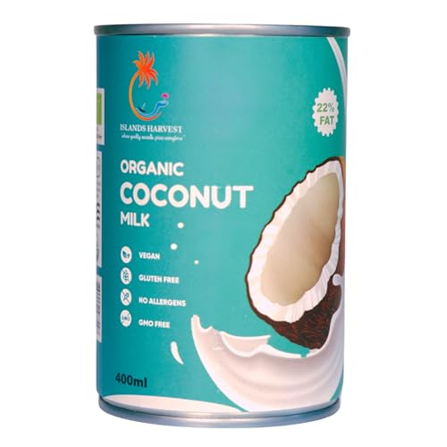 Islands Harvest Organic Coconut Milk Pack of 12, 22% FAT, Vegan, Kosher, Halal, Non-GMO, USDA Certified, No Artificial Flavor Additives. Perfect for Curries, Sauces, & Soups