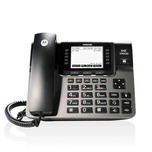 Motorola ML1000 4-Line Corded Base Station | Expandable Small Business Phone System | Supports up to 10 Wireless Extensions (ML1100/ML1200) | Digital Receptionist & 200-Minute Answering System