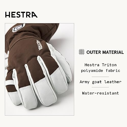 Image of Hestra Army Leather Heli Ski Glove, 5-Finger Snow Glove for Skiing & Snowboarding for Men & Women