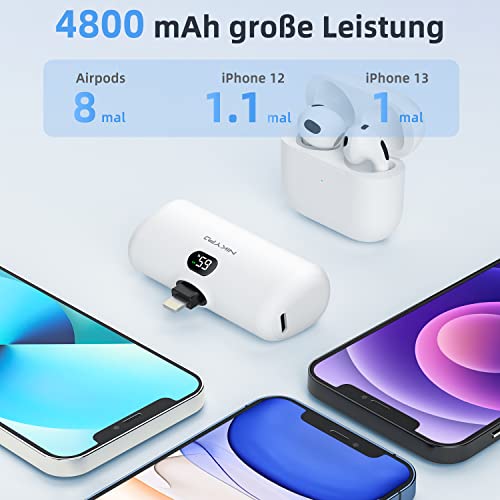 Mini-powerbank met led-display, 4 modi, led-licht, MFi-gecertificeerde powerbank, klein, compatibel met iPhone14/14 Pro/iPhone 13/13 Pro/13 Pro Max/12/12 Pro/12 Pro Max/11 Pro/XR/X/8/Plus, iPod, Airpods - Image 4