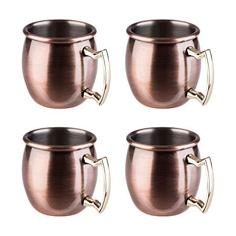 Juego de 4 copas de cóctel pequeñas Moscow Mule de acero inoxidable sólido Cover