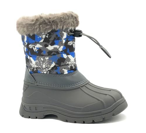 REDVOLUTION Girls Boys Unisex Snow Boots Slip-Resistant Waterpoof Winter Fashion Shoe (560K grey, big kid 1)