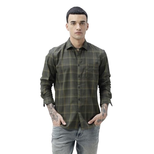 Image of BASICS 100% Cotton Checked Shirt for Men | Slim Fit | Everyday Smart Casual Wear | Full Sleeve