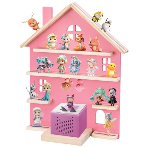 WEIDLUDOR Tonie Storage Shelf for Toniebox & Tonie Characters, Durable Wooden Tonie Box Shelf, Tonie Wall Shelf for Displaying Tony Audio Play Dolls?Pink?