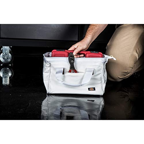 Dickies 12-Inch Durable Canvas Work Bag For Painters, Carpenters, And Builders, Heavy-Duty Zipper, Reinforced Handles, White #TOP7