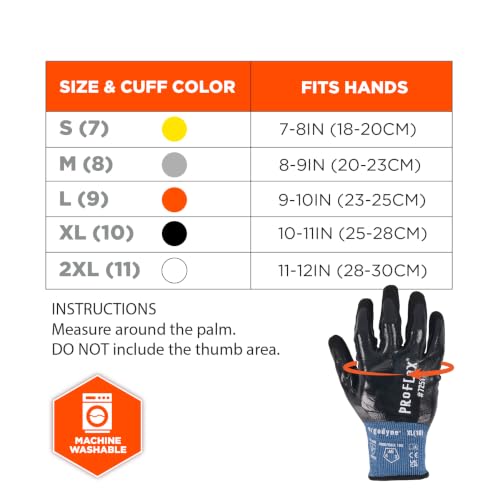 Image of Ergodyne Unisex Proflex 7251 Fully Coated Nitrile Cut-resistant Gloves - Ansi /Isea 105-2016 A5, En 388 4x42d, Water-resistant, 21g
