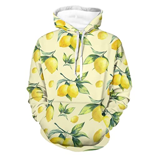GeauDoup Zitrone Unisex Kapuzenpullover Langarm Pullover Hoodie Sweatshirt Kapuzensweatshirt mit Taschen White L Cover