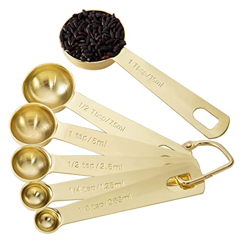 Gold Measuring Spoons, Heavy Duty 18/8 Stainless...