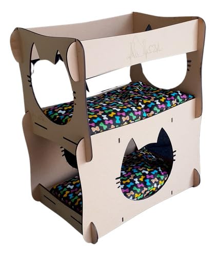Casa para Gatos de Dois Andares, MDF CRU, Toca Pet