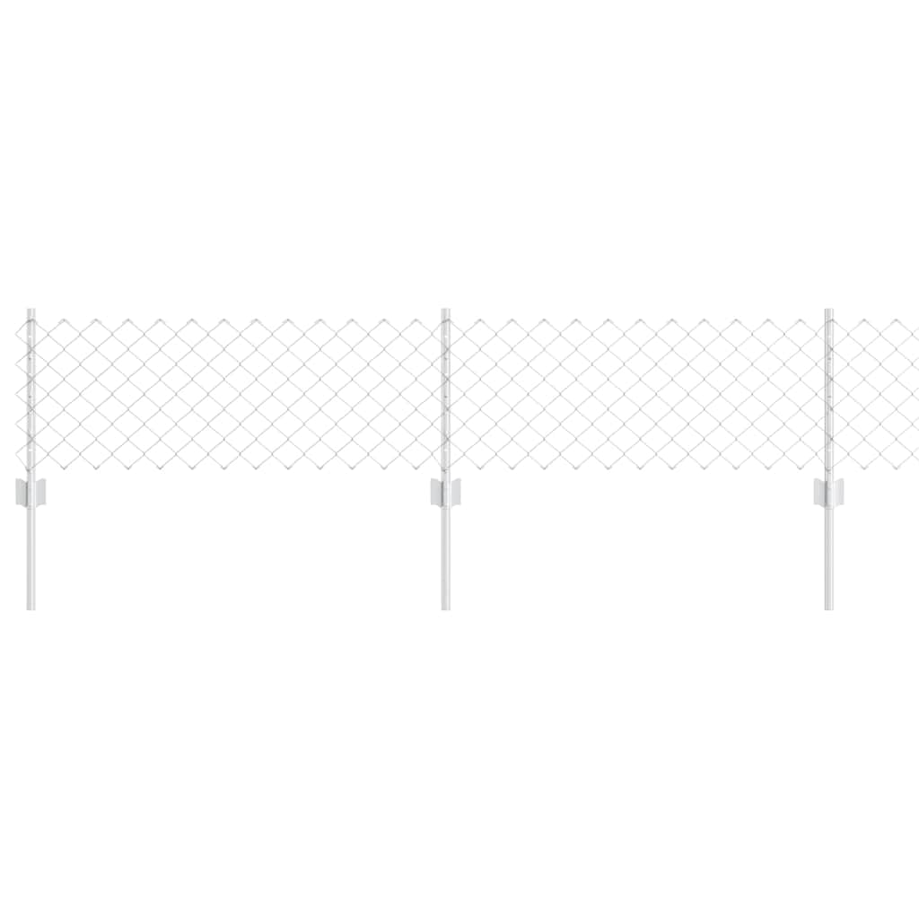 Steel Garden Fence Panel Set Silver 0.4 x 25 m with Posts, Outdoor Boundary Screen for Terrace Patio, UV Resistant Easy Assembly Privacy Barrier