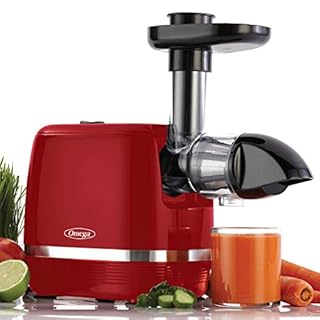 Omega H3000RED Juicer Cold Press 365 Slow Masticating Easy to Clean, Quiet Motor, High Juice Yield and Preserves Nutritional Value, Fruits, Vegetables and Leafy Greens, 150-Watt, Red