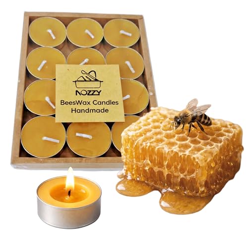 Nozzy Handmade Beeswax Tea Light Candles Pack of 12
