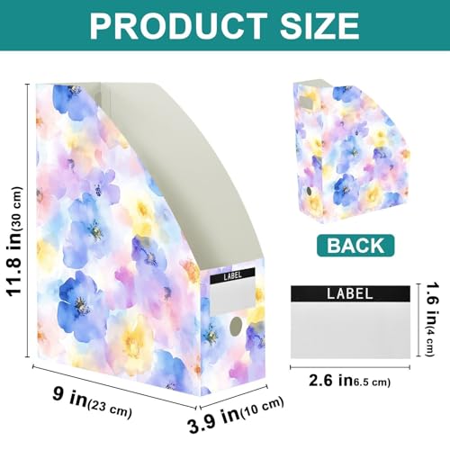 Dossier pliable pour magazines lot de 3 organiseurs de bureau aquarelle fleurs - 4