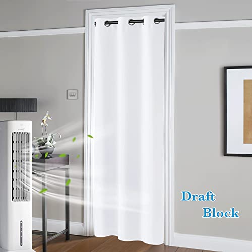 Image of RYB HOME Blackout Curtains Thermal Insulating Privacy Temporary Door Curtains for Bedroom Closet Doorway Accordion Door Interior Living Room Kids Nursery Dining, Wide 60 x Long 90 inch, Pure White