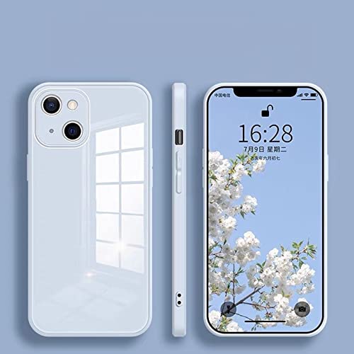 Coque en verre trempé carré luxe pour iPhone 7 Plus bleu gris