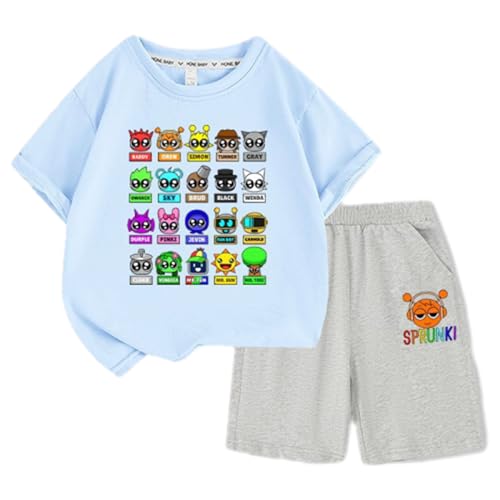 [GJKHUJKBN] �X�v�����L�[ �㉺2�_�Z�b�g�ߑ�T�V���c Sprunki T�V���c ���̎q �j�̎q ���� �R�b�g��100�� �L�b�Y ��t�V���c �q���� �� �g�b�v�X �z��/�ʋC/���K 100CM