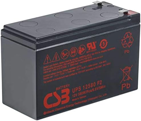 CSB UPS12580-12 Volt/9 Amp Hour (96.7 Watts) Sealed Lead Acid Battery replaces HR1234WF2 with 0.250 in. Fast-on Terminals