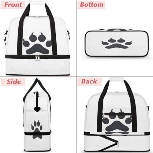 Travel Duffel Bags Cats Dog Paw Print Foldable Weekender Bags for Women with Shoes Compartment Waterproof & Tear Resistant Carry on Overnight Luggage Duffel Bag Shoulder Sports Tote Bag,A-5443