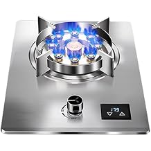 XLTFUC 32CM Gas Stove 1 Burner, 7.2KW 9 Cavity Timed High Fire, Stainless Steel Countertop Cast Iron Pot Rack, Freestanding Stove Camping OutdoorLPG
