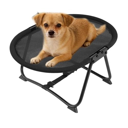 Elevated Outside Dog Bed With Washable Pad - Heavy-Duty Iron Frame, Portable Foldable Pet Cot For Camping & Travel - Raised Cool