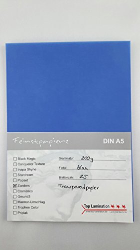 25 fogli DIN A5 di carta trasparente blu 200 g/m²