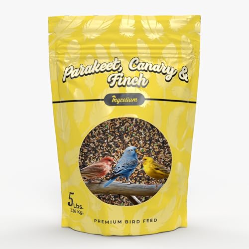 Mycelium Premium Parakeet, Canary & Finch Feed – Organic, High Nutrient Bird Food for Parakeets, Canaries, and Finches, Sourced from Local USA Farms, Sustainable Farming, 5 lbs