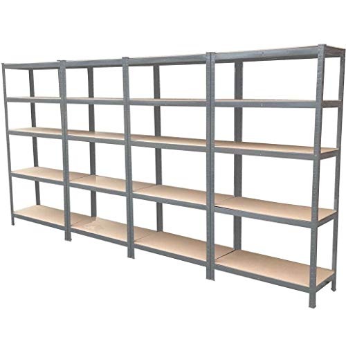 Étagère de rangement robuste en métal galvanisé - Charge maximale : 875 kg - 5 étagères solides en MDF - Hauteur réglable - 180 x 90 x 40 cm
