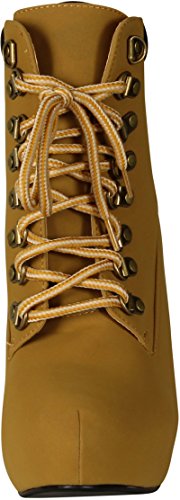 Forever Link Womens Compose-01 Tyrant Military Lace Up Platform Ankle Bootie,Camel,10 #TOP2