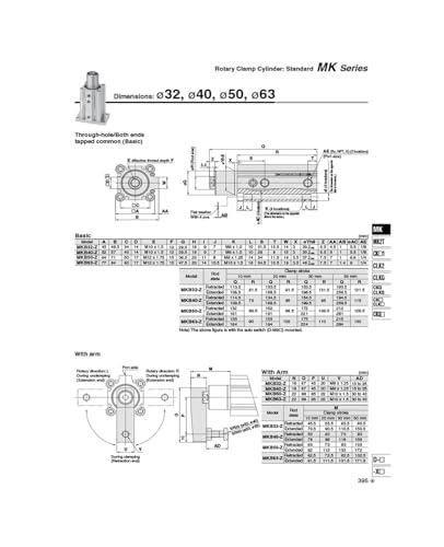 Vérin de serrage rotatif MKB25-20LZ et pneumatique MKB32-10RZ vers le bas - 3