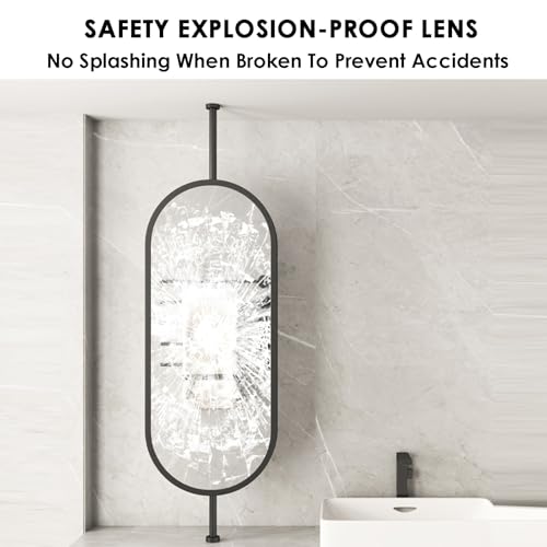 Miroir de plafond ovale avec lumière LED à intensité variable 3 couleurs