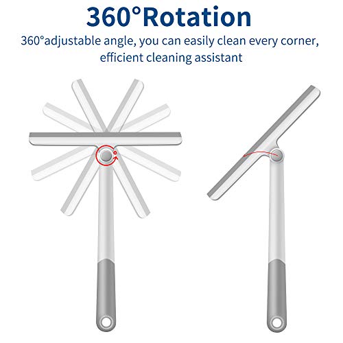 Window Squeegee, 2 Pack Shower Squeegee for Glass Doors Bathroom Mirror Windows Cars and Tile Walls, Silicone Plastic Squiggy Cleaner Tool 12 inch (Grey+Green) - Thumbnail 3