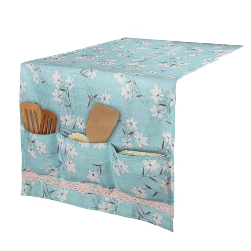 Image of HOKIPO Fridge Cover Top with Pockets, 130 x 55 cm, Blue