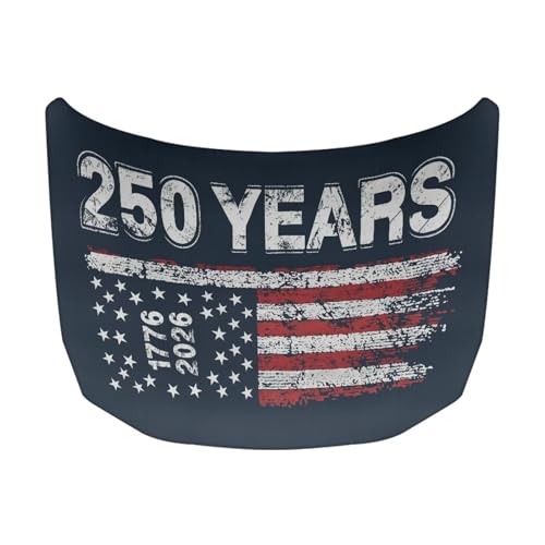 Image of Us 250 Years Car Hood Cover Elastic Washable Hood Covers for Cars Auto Hoods Protector Automotive Decor Half Car Cover for Cars Hoods Banner Replacement