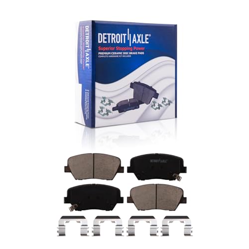 Image of Detroit Axle - Brake Kit for 2014 2015 Kia Sorento, Drilled and Slotted Disc Brake Rotors Ceramic Brake Pads Replacement: 12.60 inch inch Front 11.89 inch inch Rear Rotor