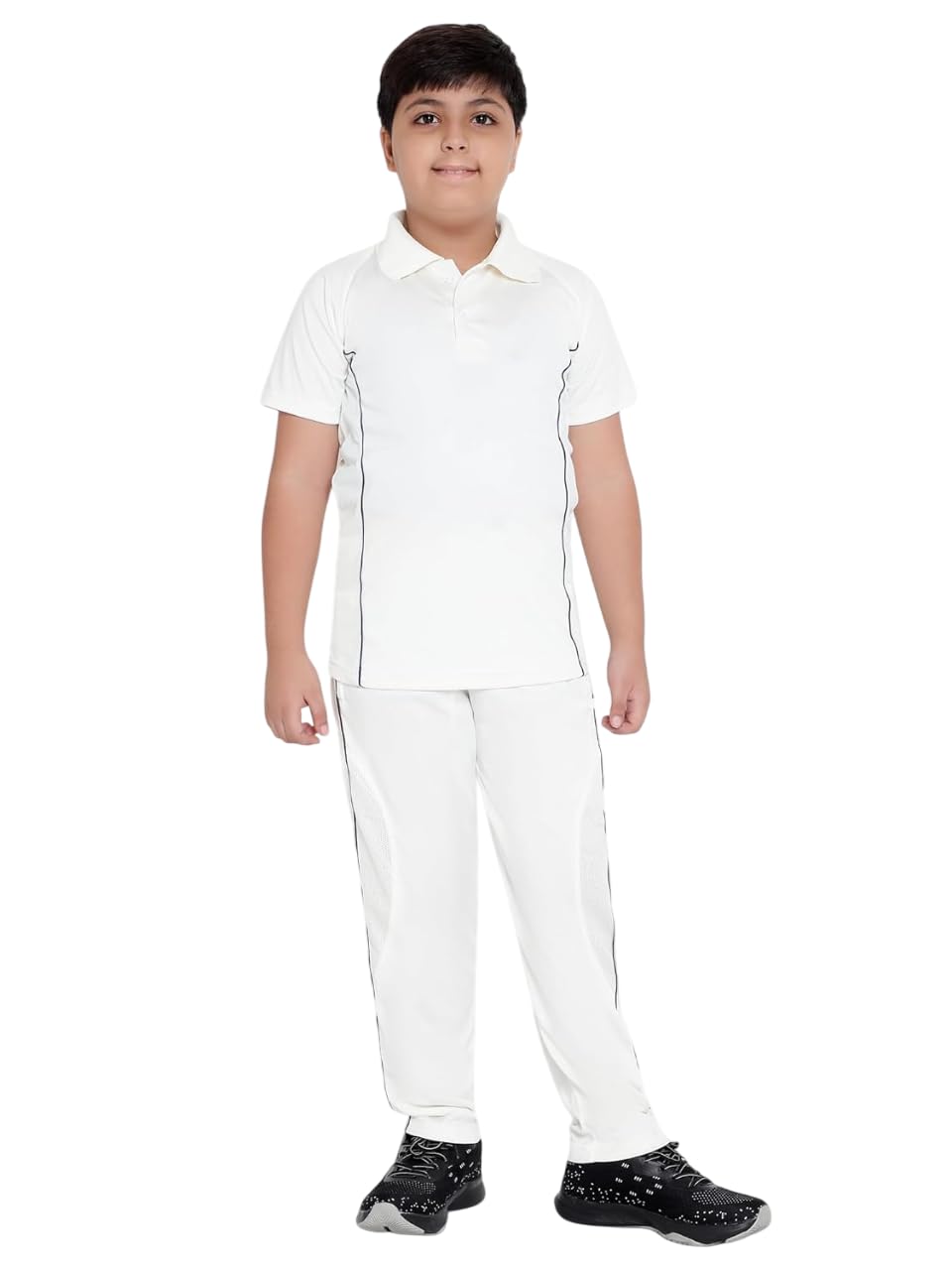 Boys/Kids Half Sleeve Cricket Jersey Dress (T-Shirt & Pant) (White)-image-39