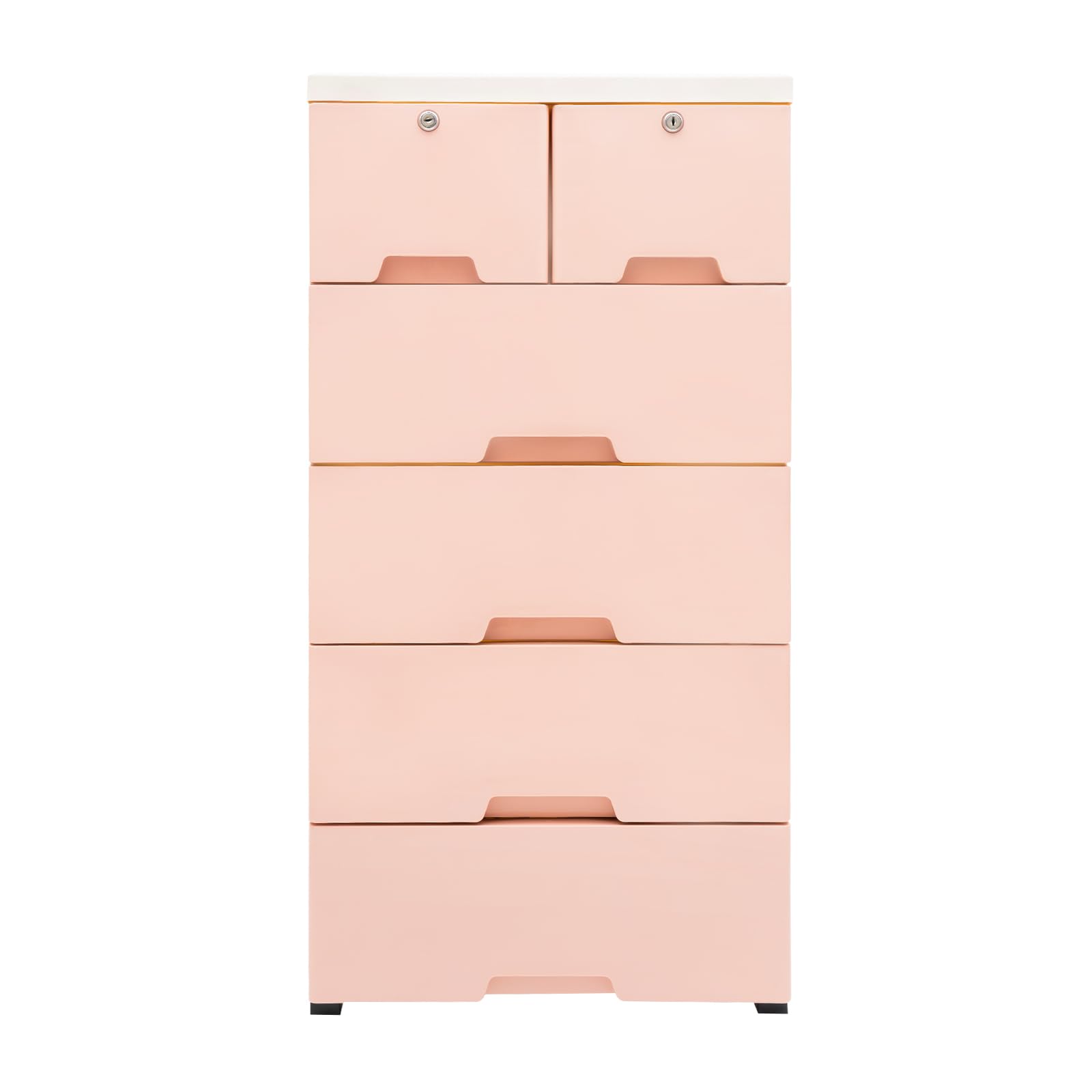 LIAPDG Plastic Drawers Dresser, Storage Cabinet 6 Drawers Closet Clothes Organizer Tower with Wheels for Clothing Toys Snacks Bedrooms (Pink, 19.7